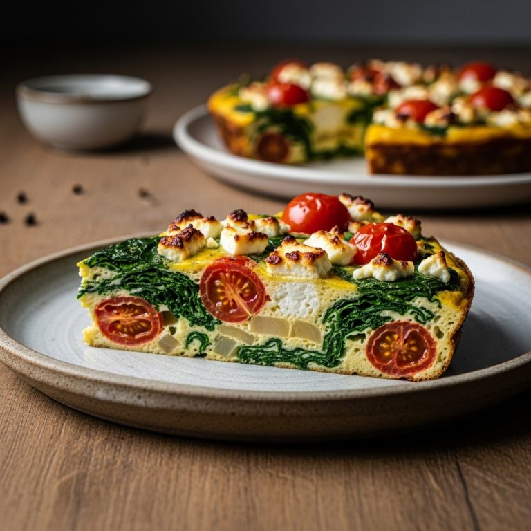 Mediterranean Veggie Frittata with Spinach, Feta, and Tomatoes 🌱